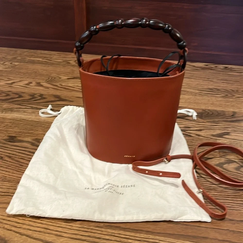 Sezane Brown Shoulder Bag with Braided Handle - Picture 1 of 9